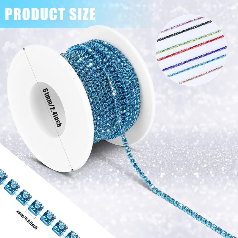 Dropower Crystal Rhinestone Close Chain Trim,10 Yards/Roll of 2mm Rhinestone Banding Claw Cup Chain for Sewing Crafts,DIY Decoration,Jewelry,Clothing,Shoes Royal Blue - Image 2